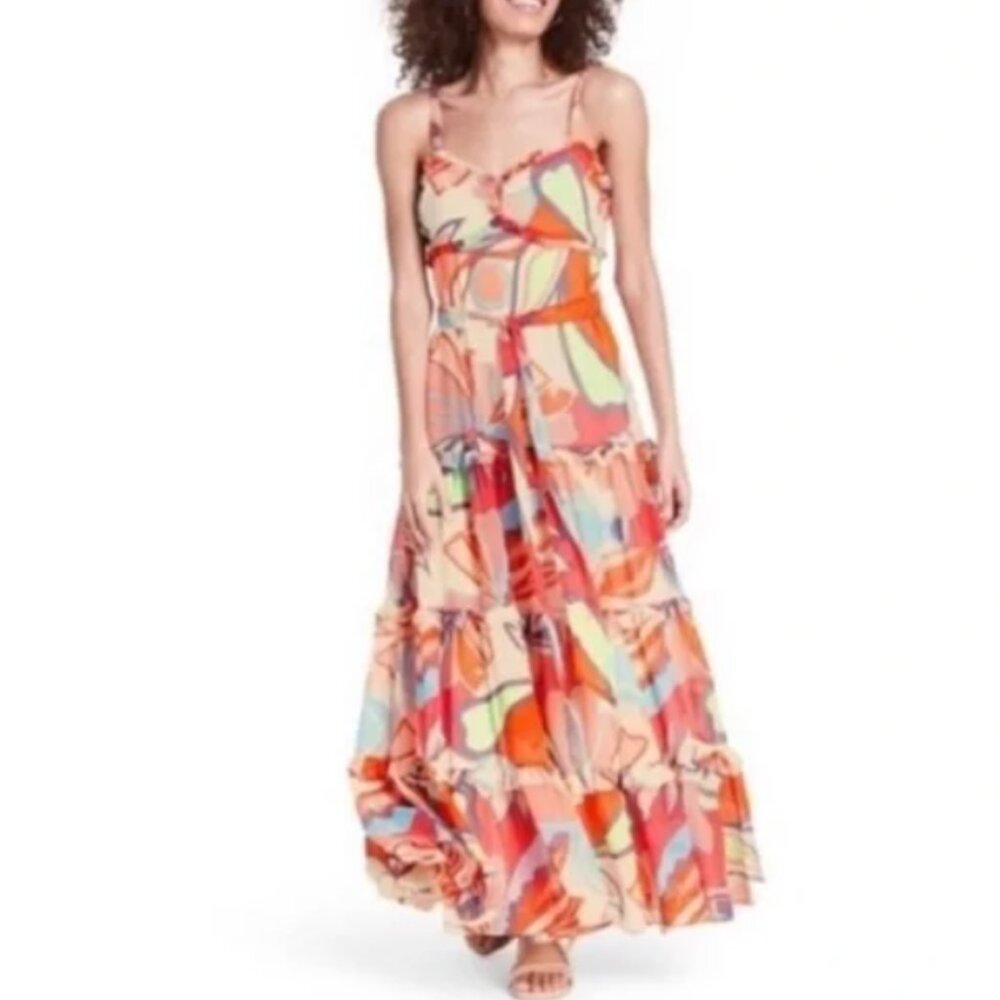 Alexis Multicolor Abstract Print Maxi Dress